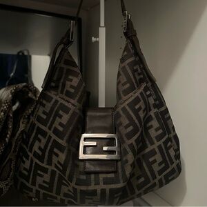 Fendi Monogram Black and Brown Shoulder Bag